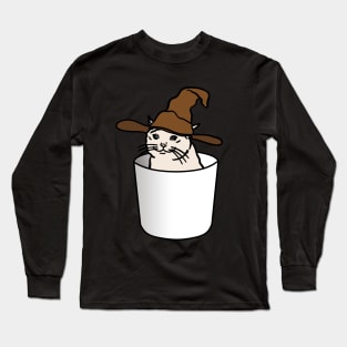 Crying Cat Meme in a Wizard Hat in a Glass Long Sleeve T-Shirt